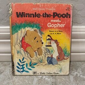 Vintage 1980 Winnie-the-Pooh Meets Gopher Little Golden Book Disney